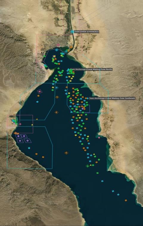 Suez blockage map